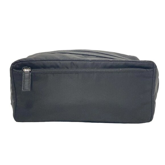 Auth PRADA - Black Nylon Saffiano Leather Mens Clutch Bag - Picture 3 of 11